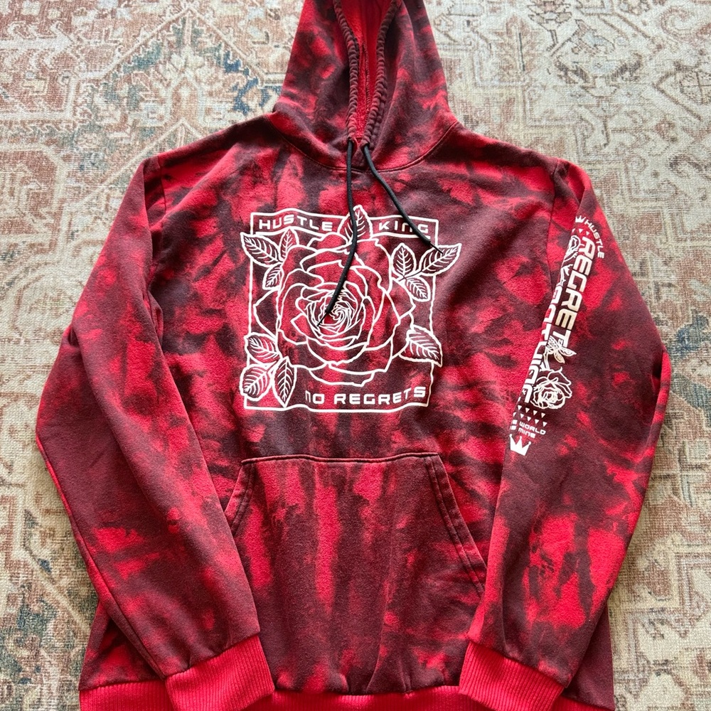 Hustle King Red and Black Men's Hoodie